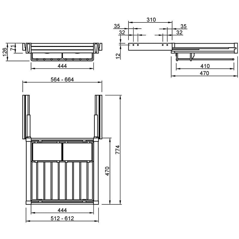 Брючниця центральна Muller з 2 лотками 564-664 мм (31805) - фото 8 Брючниця центральна Muller з 2 лотками 564-664 мм (31805) - фото 8