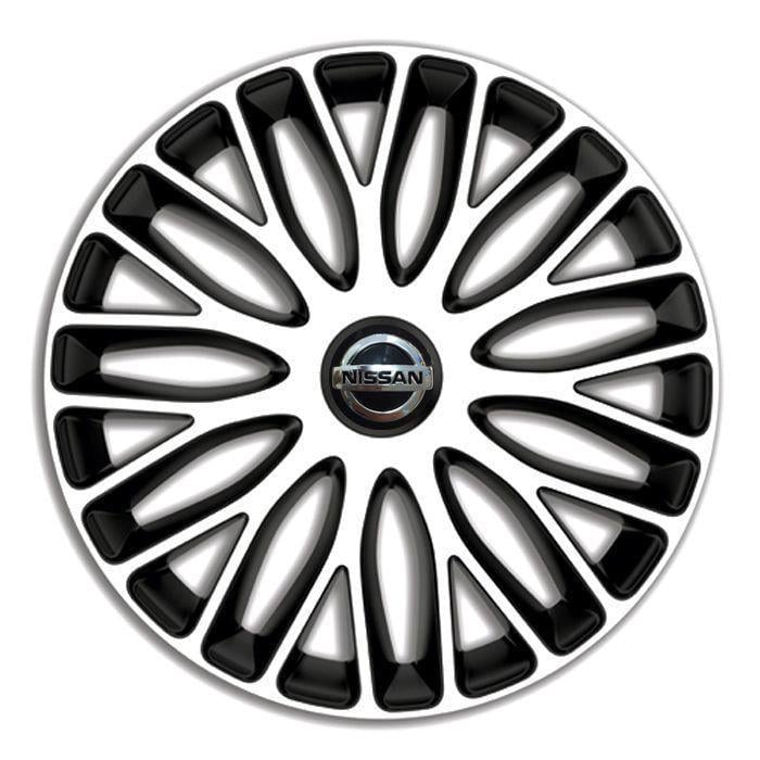 Колпаки для колес 4 Racing Mugello R15 c логотипом Nissan 4 шт. White/Black
