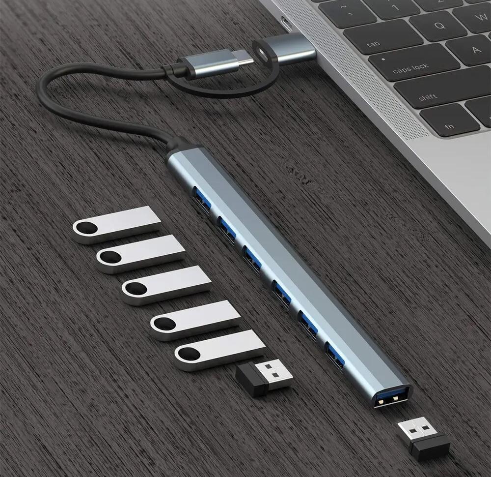 USB-хаб Оlaf для компьютера/смартфона Серый (77546533) - фото 2 USB-хаб Оlaf для компьютера/смартфона Серый (77546533) - фото 2