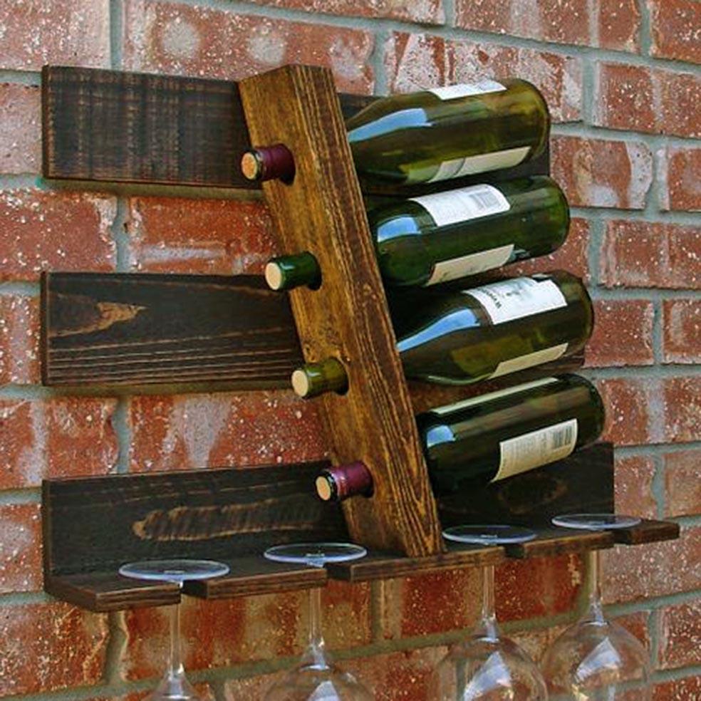 Полка для вина настенная из дерева Мемуро Капучино (ПНК-013009)