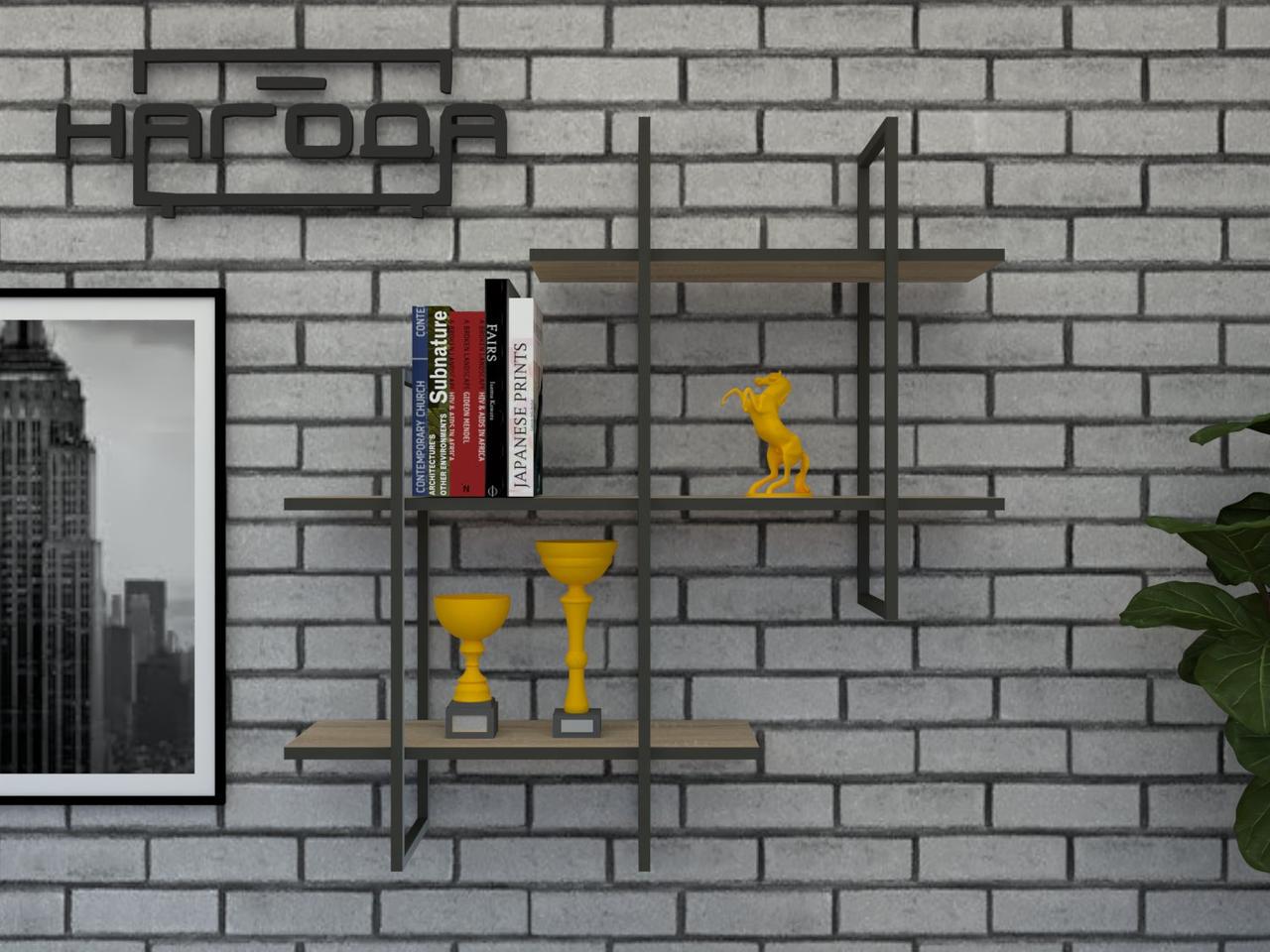 Полиця книжкова Лофт на стіну із ЛДСП ПКЛ-5 Антрацит/Дуб сонома (11440233)