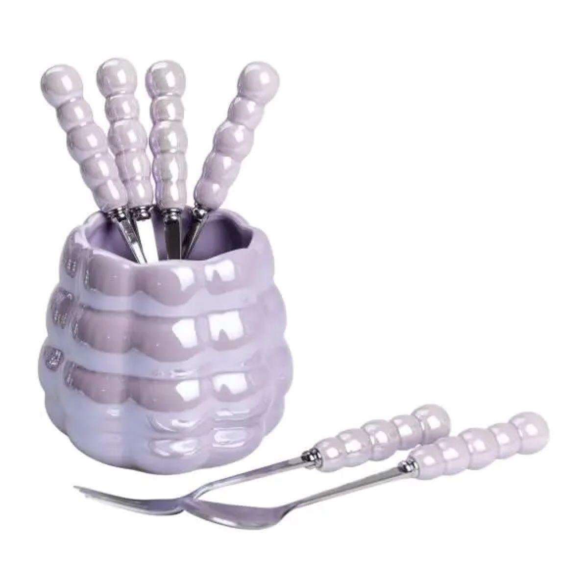 Набор десертных вилок и ложек на 3 персоны с подставкой 7 пр. Фиолетовый - фото 3 Набор десертных вилок и ложек на 3 персоны с подставкой 7 пр. Фиолетовый - фото 3