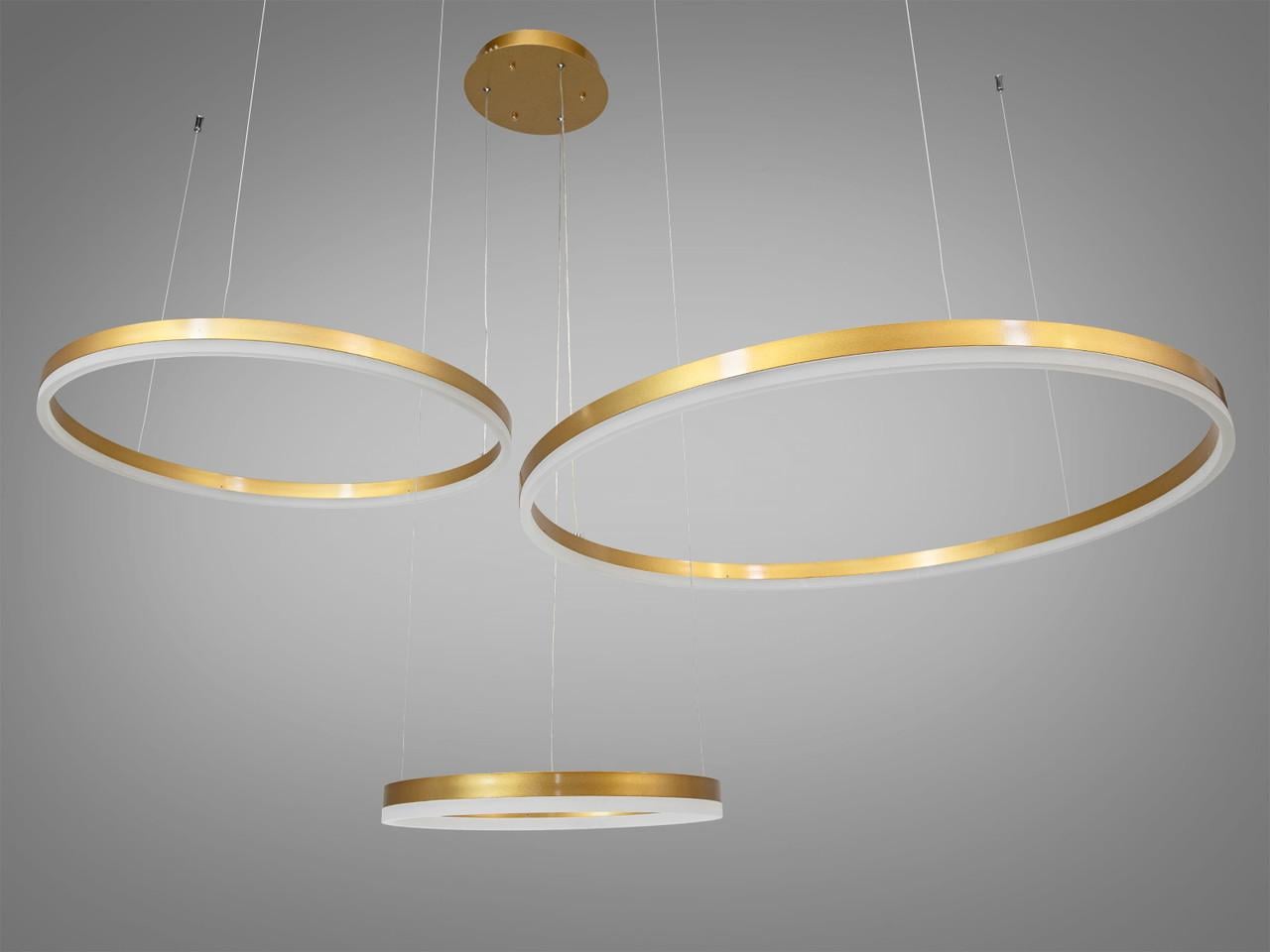 Люстра LED в студию с пультом 125W Золотой (D2485-800+600+400G-LS)