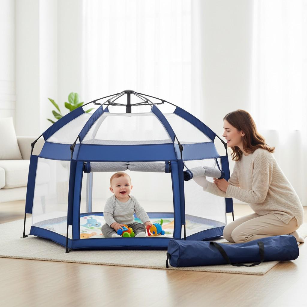 Намет ігровий дитячий Silver Mist з сітчастими стінками і килимком Синій (MR 1512)