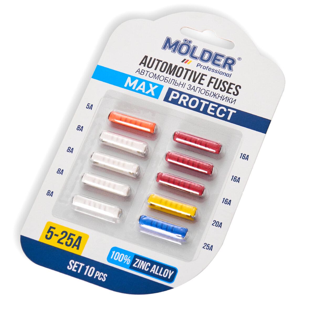 Набор предохранителей Molder (5А,8А,16А,20А,25А), 10шт
