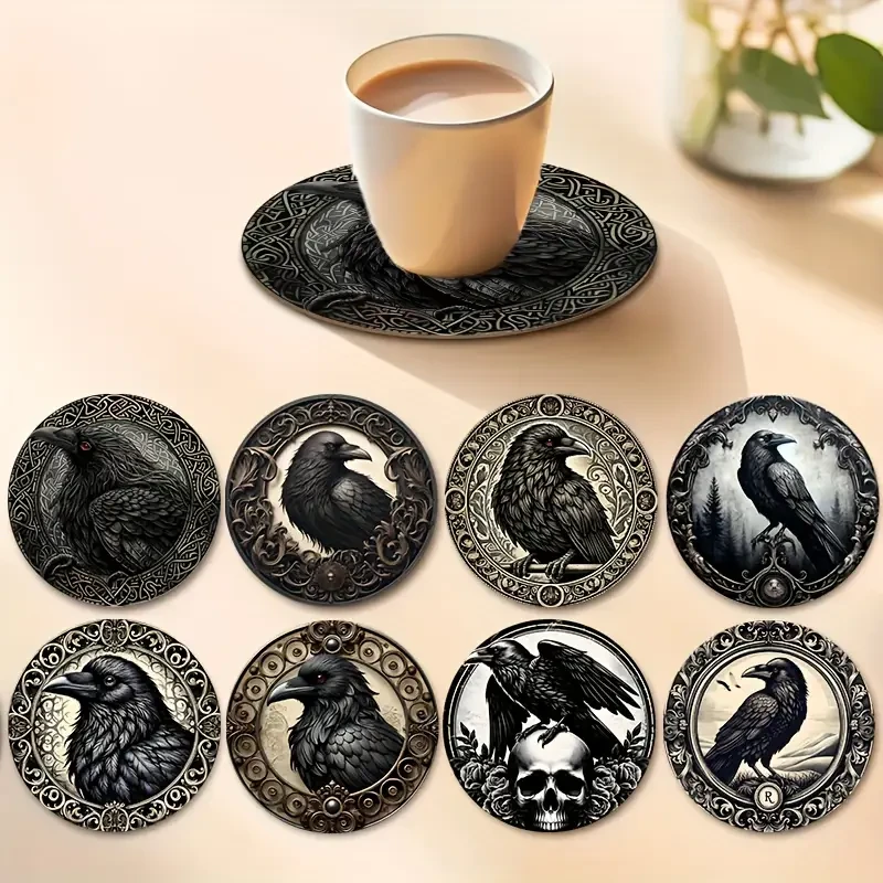 Набор деревянных подставок под чашки Ворон 8 шт. - фото 1 Набор деревянных подставок под чашки Ворон 8 шт. - фото 1