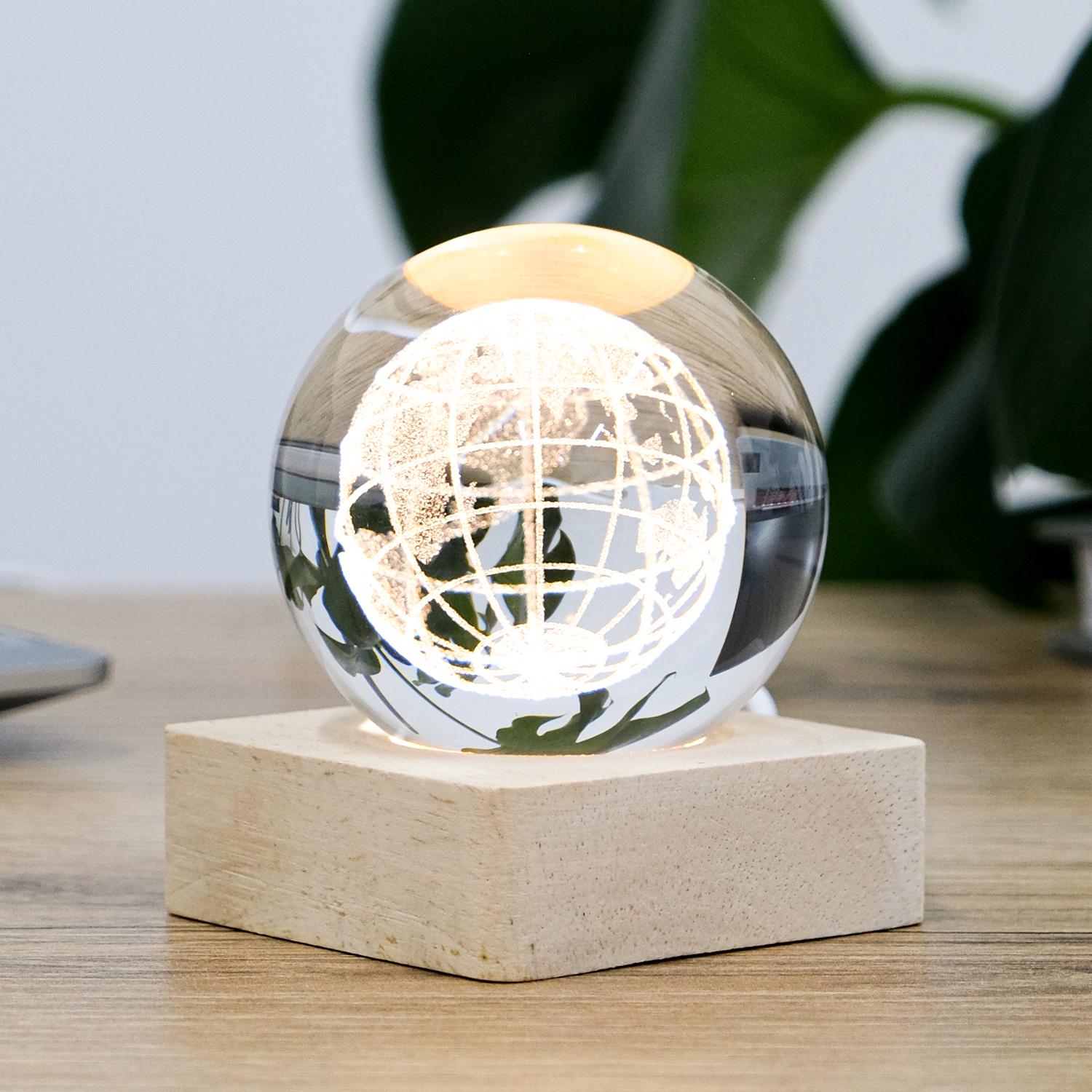 Глобус лазерный 3D Гранд Презент с LED подсветкой на деревянной подставке USB 7,5х6,5 см (MH-Q0198-1-6D) - фото 3