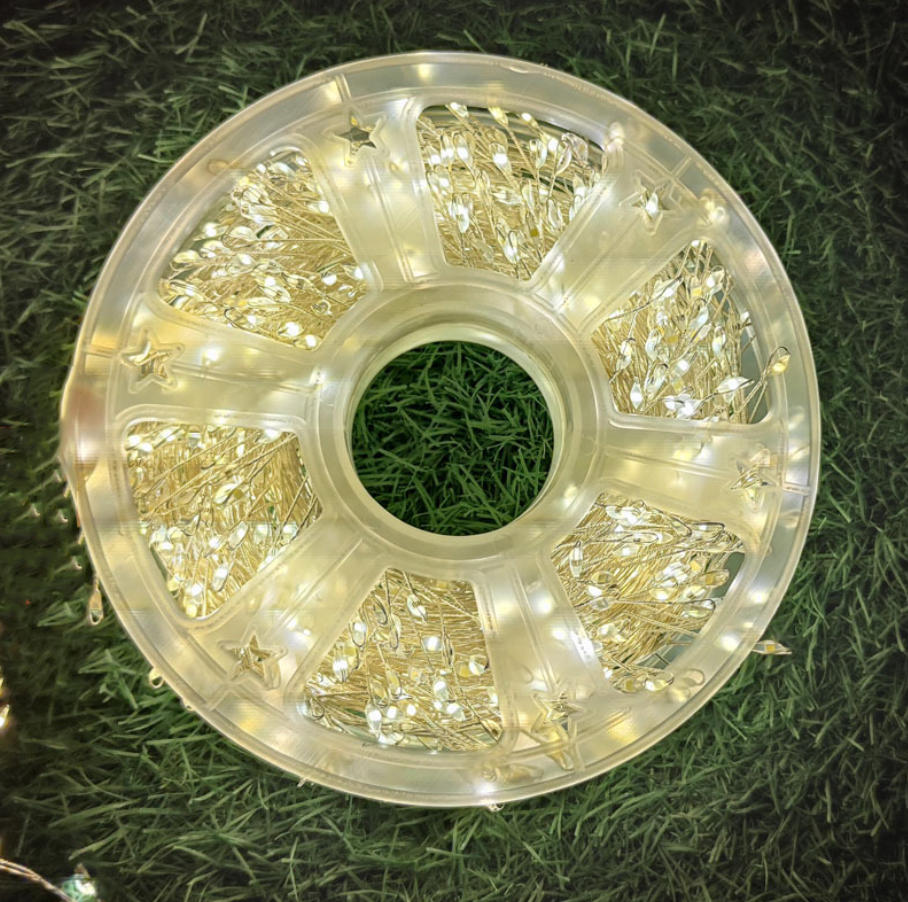 Гирлянда-мишура новогодняя Хвойная лапа 50 м 1500 led от сети с пультом белый провод для елки Золото (Е500306)