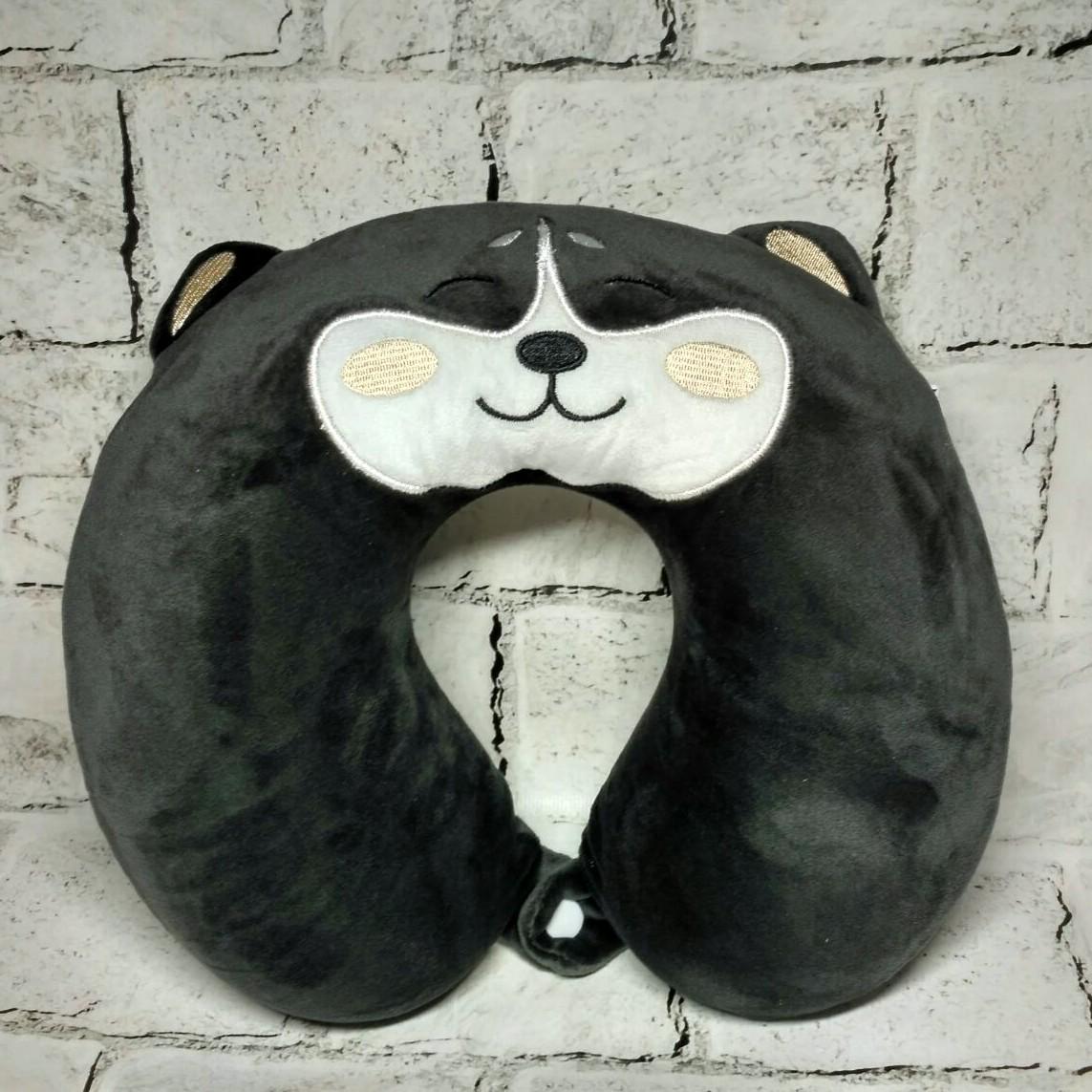 Подушка для путешествий под шею с памятью Собачка 29х26х8 см Серый (25-2-32) Подушка для путешествий под шею с памятью Собачка 29х26х8 см Серый (25-2-32)