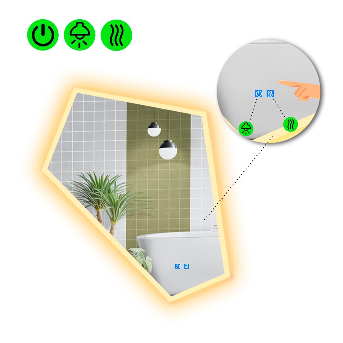Зеркало с LED подсветкой Modulo 3 с двумя сенсорами и подогревом 140x120 см (Modulo3-122)