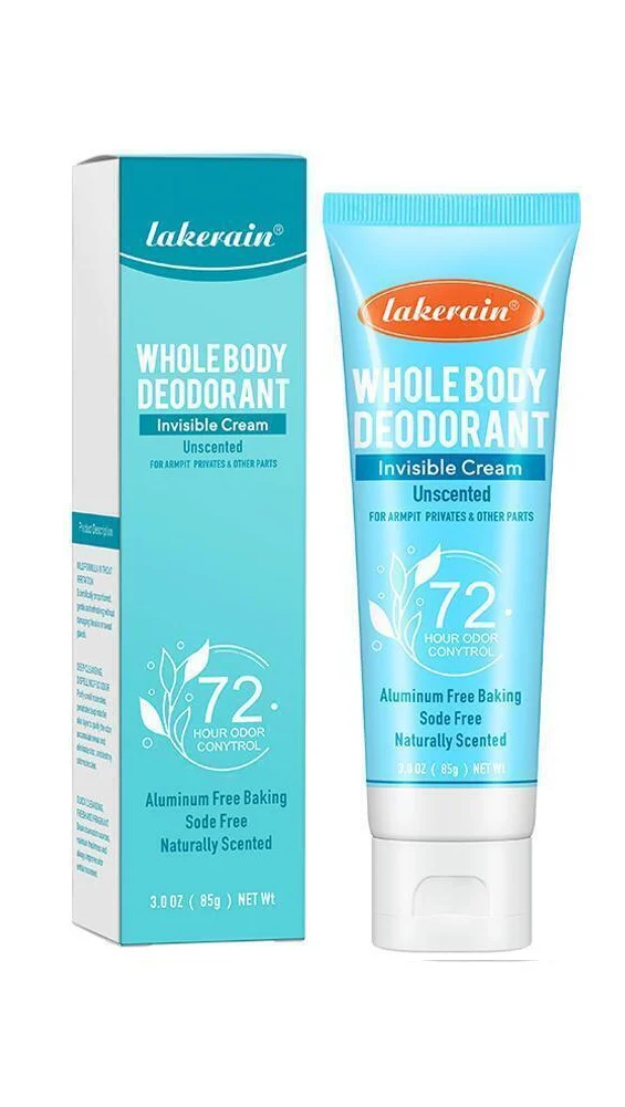 Дезодорант део-крем антиперспирант unscented Lakerain WHOLE BODY DEODORANT Invisible Cream 72 HOUR ODOR CONYTROL без аромата 85 мл (0210103)