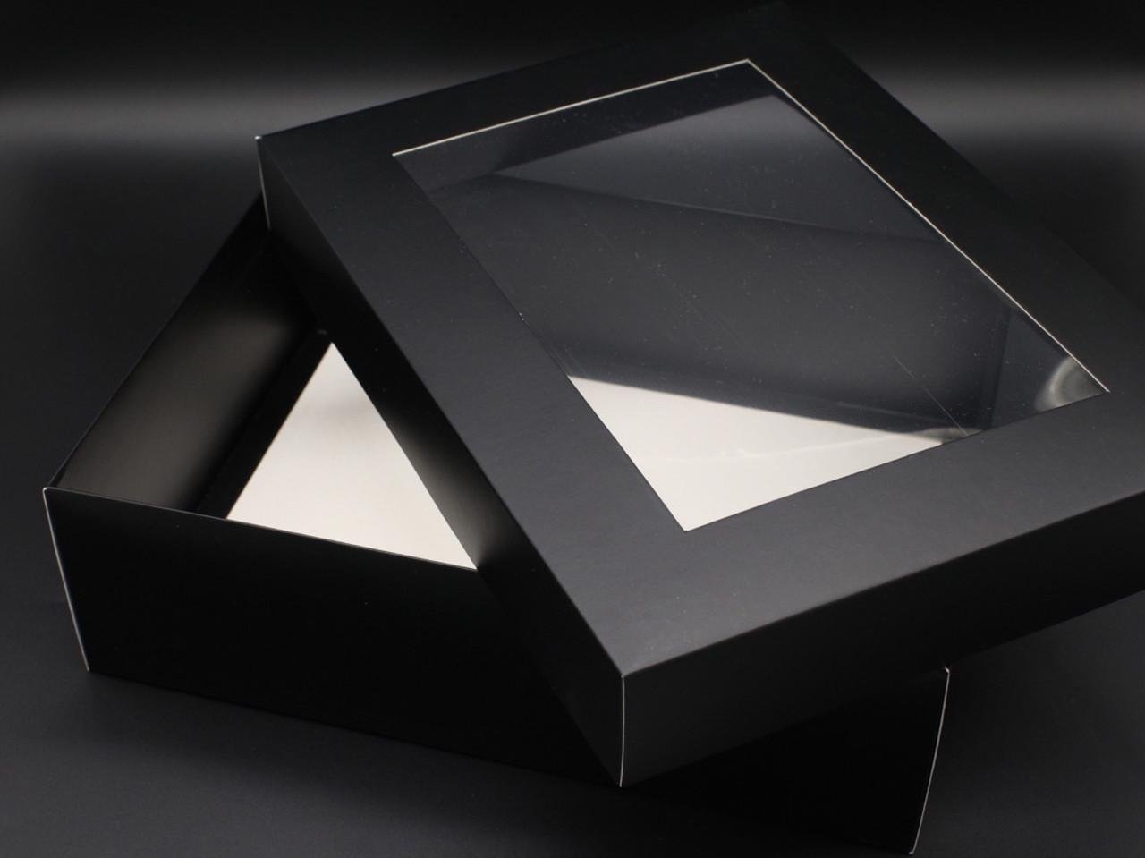 Коробка подарочная сборная с окошком на крышке 30х23х9 см Черный (OA-9) - фото 3 Коробка подарочная сборная с окошком на крышке 30х23х9 см Черный (OA-9) - фото 3