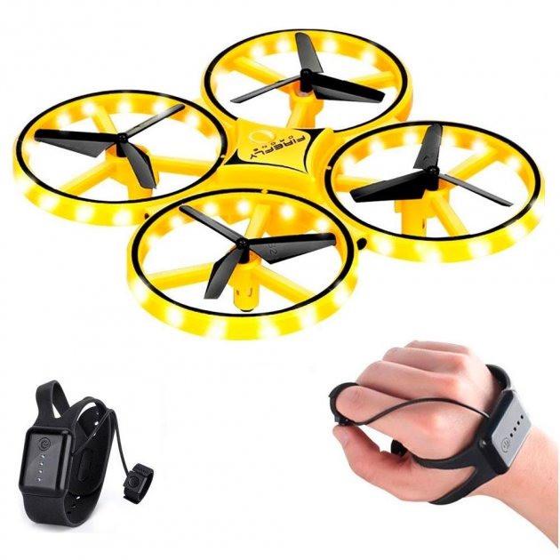 Дрон с управлением жестами сенсорный Желтый - фото 2 Дрон с управлением жестами сенсорный Желтый - фото 2