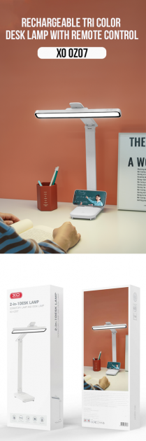 Настольная лампа-подставка XO OZ07 трехцветная с ДУ 1200 mAh Белый (62497) - фото 4 Настольная лампа-подставка XO OZ07 трехцветная с ДУ 1200 mAh Белый (62497) - фото 4