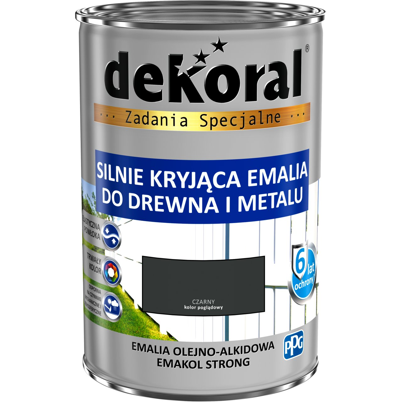 Эмаль для дерева и металла Dekoral Emakol 0,9 л Черный глянец RAL 9005 Эмаль для дерева и металла Dekoral Emakol 0,9 л Черный глянец RAL 9005