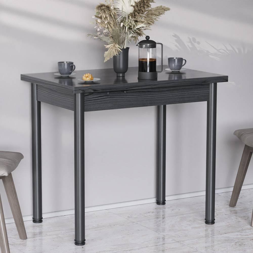 Обеденный стол-трансформер раскладной Ferrum-decor Берта металл/ДСП 16 мм 750x1200x900 мм Черный/Сосная Кембра (FRD-105173)