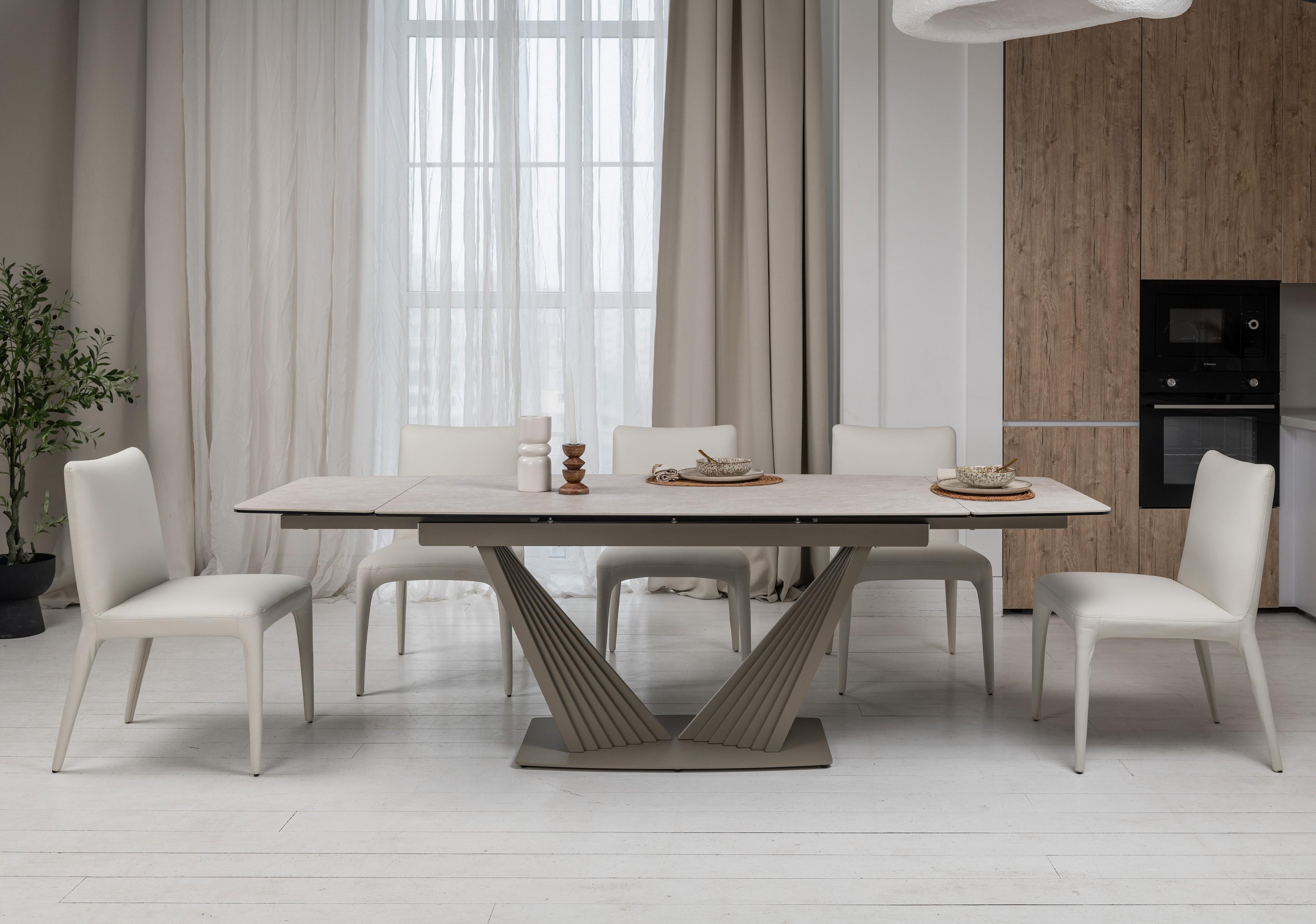 Стіл обідній розсувний Vetro Mebel Феліче 1600- 2400x900x760 мм Сахара/Бежевий (TМL-1000) - фото 6 Стіл обідній розсувний Vetro Mebel Феліче 1600- 2400x900x760 мм Сахара/Бежевий (TМL-1000) - фото 6