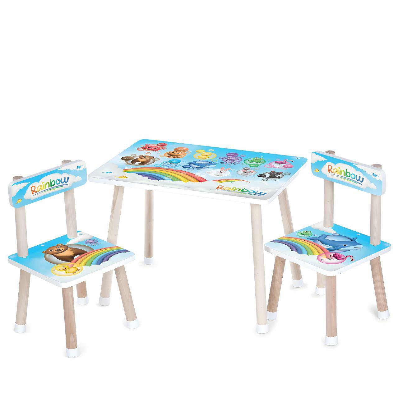 Детский стол Bambi M 501-2 деревянный с двумя стульчиками животные (24727585)