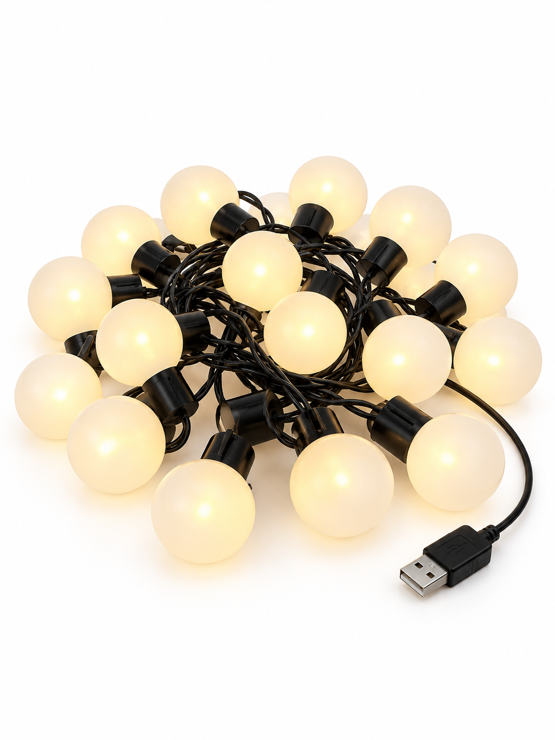 Гірлянда-LED з лампочками живлення USB тепле 5 м 20 шт. Біле світло (49676421)