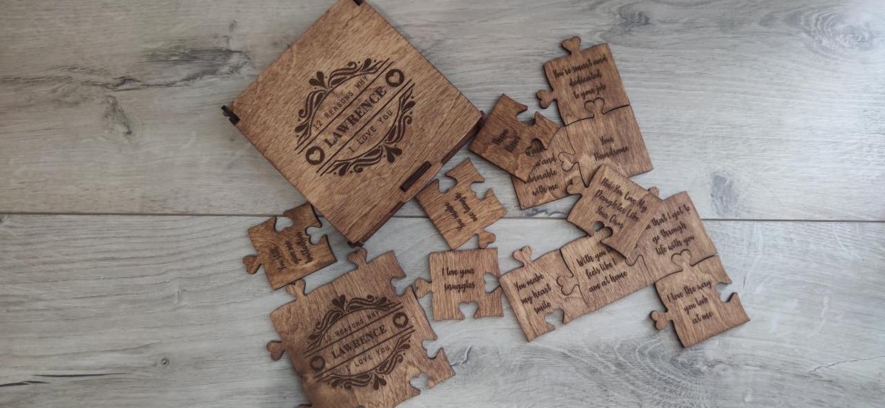 Пазл деревянный 12 причин почему Я люблю тебя в деревянной коробочке (KG-4833)