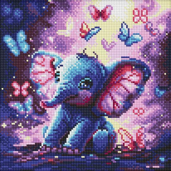 Алмазная мозаика Ideyka Беззаботный слоник 30x30 см (Id-AMO8235)