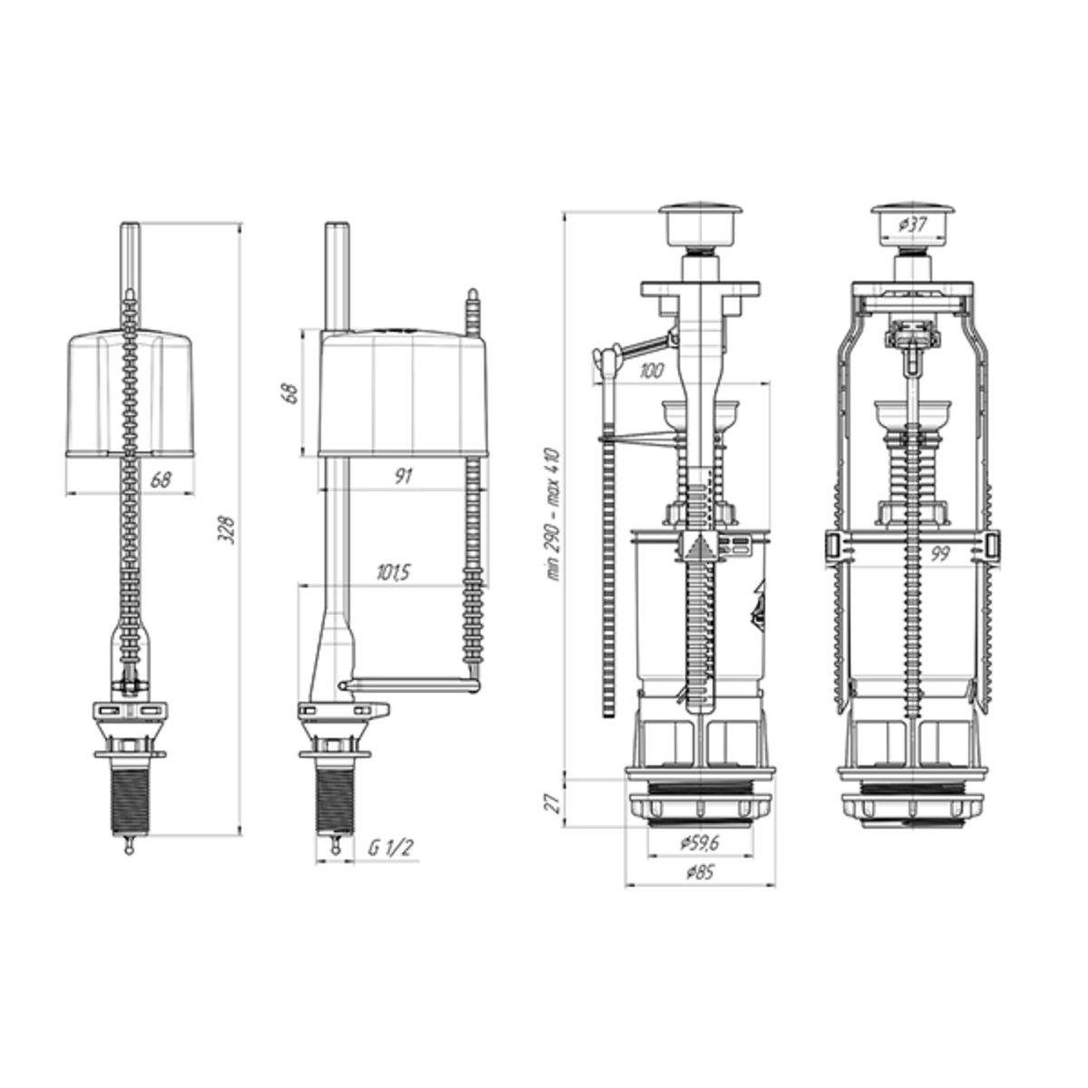 Комплект для смывного бачка Ani Plast WC 65 50 M 1/2 (SW-27079) - фото 2