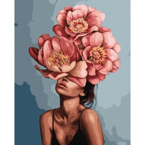 Картина по номерам Brushme Девушка в цветущих пионах 40х50 см