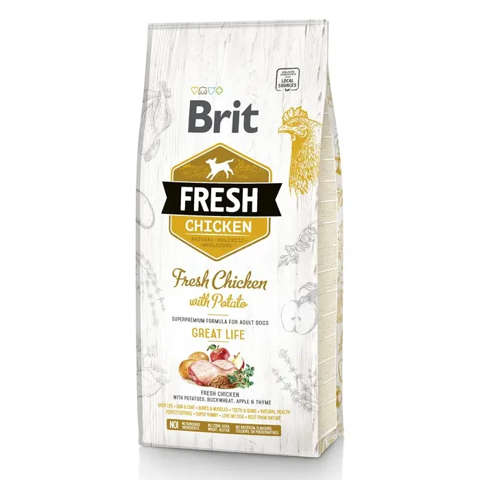 Сухой корм Brit Fresh для взрослых собак всех пород с курицей и картофелем 12 кг (170989)