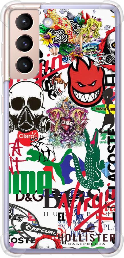 Чехол на Samsung Galaxy S21 Many different logos (4022sp-2114-42517)
