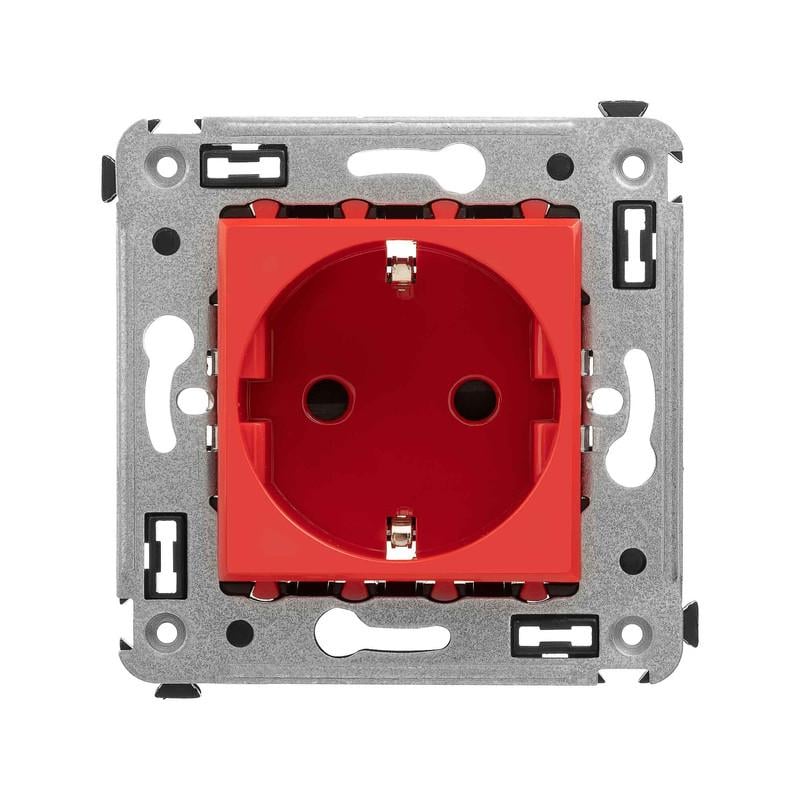 Розетка ДКС Avanti с заземлением с шторками Красный (4401003)