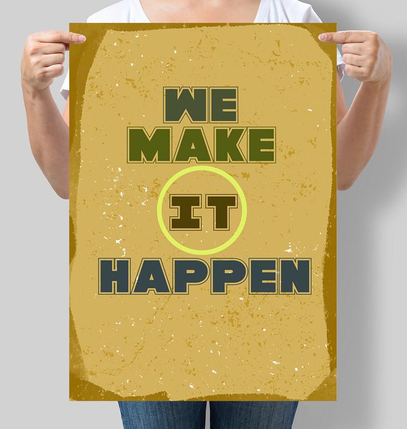 Постер мотивационный We make IT happen слоган IBM 30x42 см A3 без рамки (M147_A3)