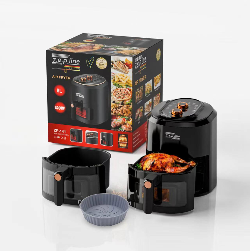 Аерогриль безмасляний з механічним керуванням Zepline з таймером 8 л 4200 Вт - фото 4 Аерогриль безмасляний з механічним керуванням Zepline з таймером 8 л 4200 Вт - фото 4