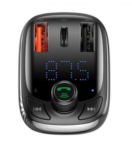 FM-трансмиттер Baseus T-typed S-13 Bluetooth 2USB/1Type-C 36Вт Черный (CCTM-B01) - фото 3