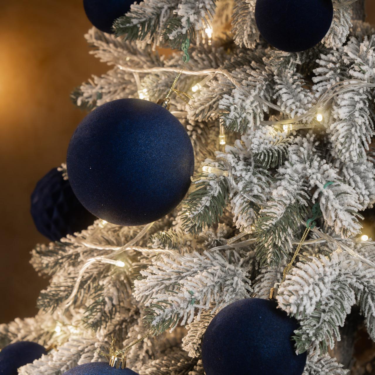 Набір куль новорічних Оксамит D-8см 18 шт. Джинсовий (Куля джинс)