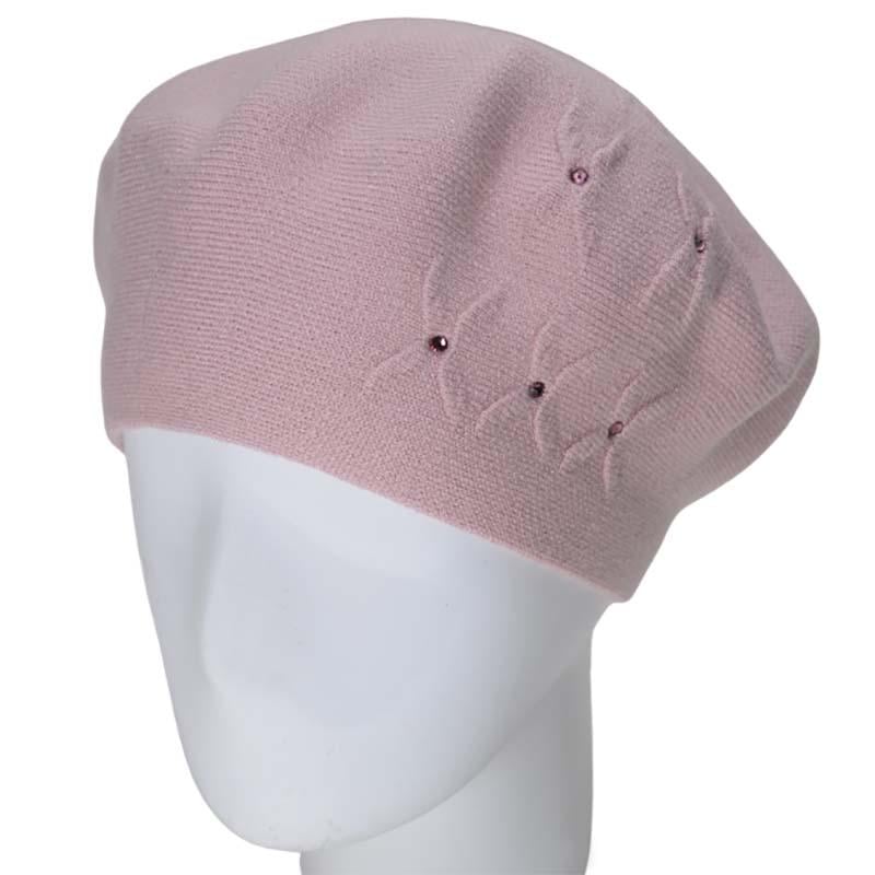 берет женский из вискозной пряжи Novita Бинго L р. 57-58 Розовая-пудра