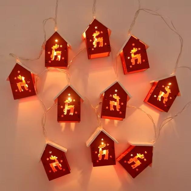 Гірлянда Будиночки з оленями USB 3 м 20 LED тепле Білий світло (2797443765) - фото 2 Гірлянда Будиночки з оленями USB 3 м 20 LED тепле Білий світло (2797443765) - фото 2