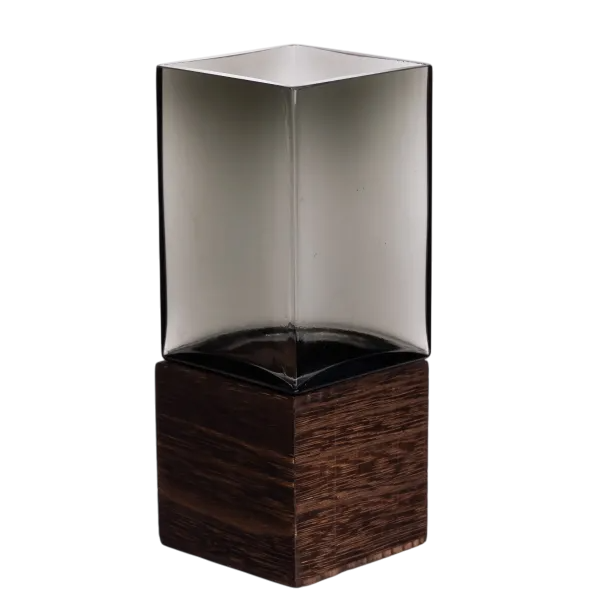 Ваза для цветов и декора Smart Wood с деревянной подставкой 650 мл