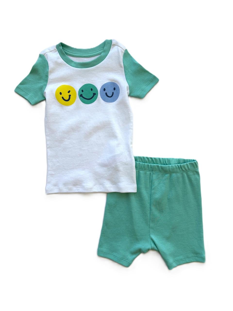 Піжама дитяча Primark смайлик футболка/шорти 12-18 міс. 86 см Білий/Зелений (05022026-12)