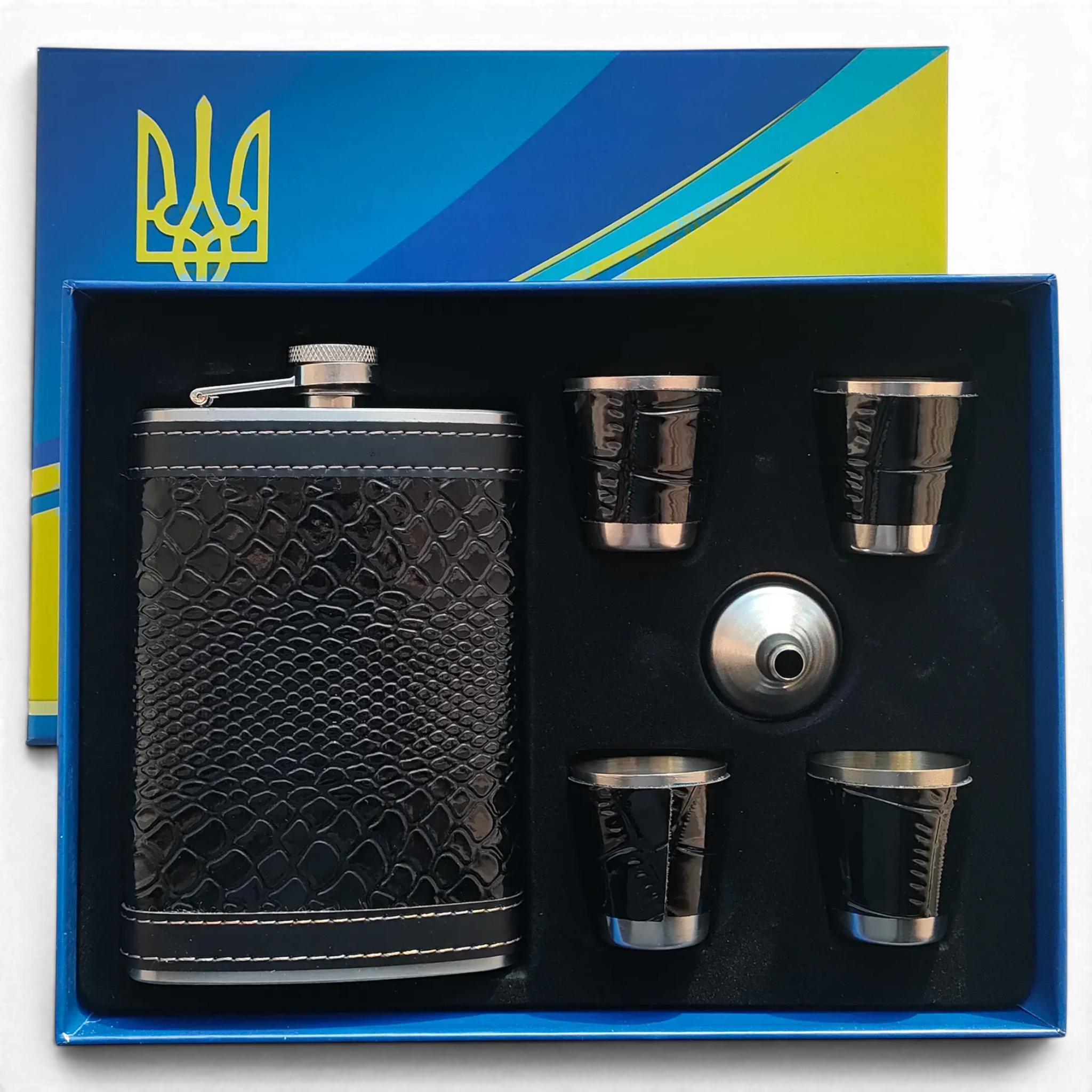 Набор подарочный Moongrass TZ-48 6в1 фляга лейка рюмки 4 шт. Black (12253)