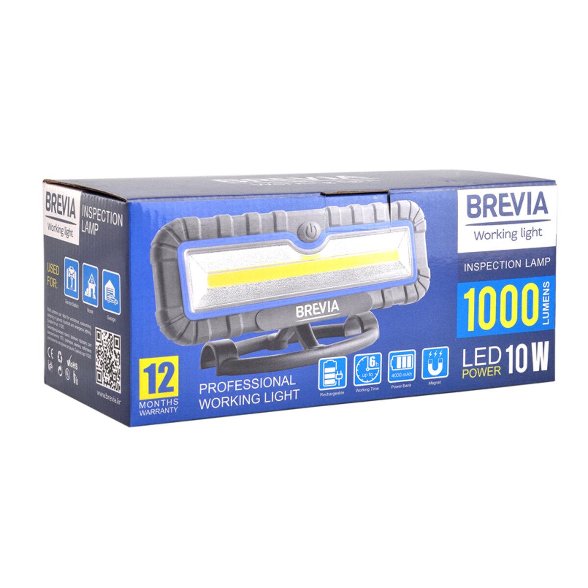 Автомобільна лампа професійна інспекційна Brevia LED 10W COB 1000lm 4000mAh Power BanK type-C (3467-5bcbb) - фото 6