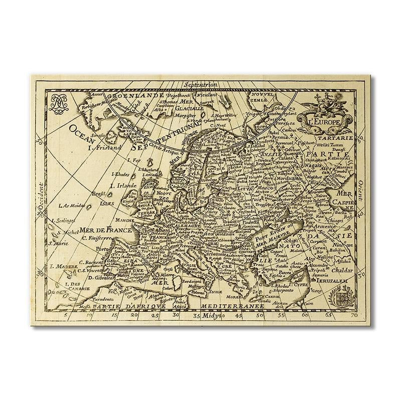 Винтажная карта Старинная карта Европы 1690-1750 года 1 модуль 60x90 см