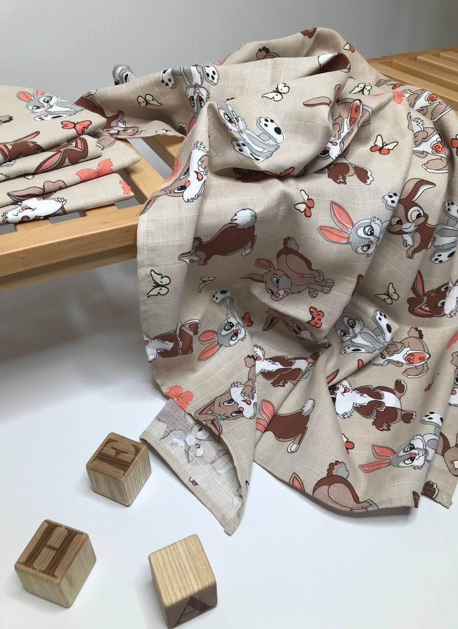 Пеленка Penetka Веселые зайцы муслиновая двухслойная 100x80 см (6490.100.80.195) - фото 2