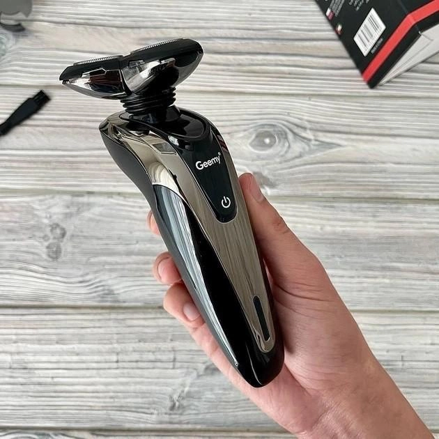 Електробритва Geemy GM 7720 black акумуляторна з плаваючими ножами Чорно-сріблястий - фото 8