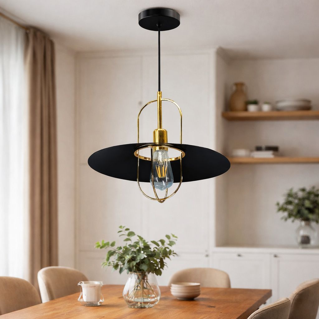 Подвесной светильник Modern Disc Light Е27 1 лампа (20404/BK+GD)