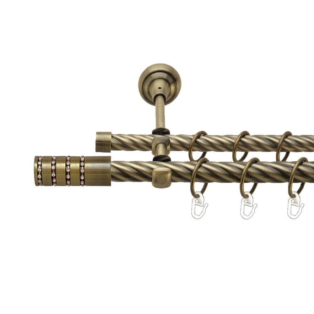 Карниз Orvit Барамелла металевий дворядний відкритий скручена труба кільце металеве 19/16 мм 240 см Антик (00-00017423)