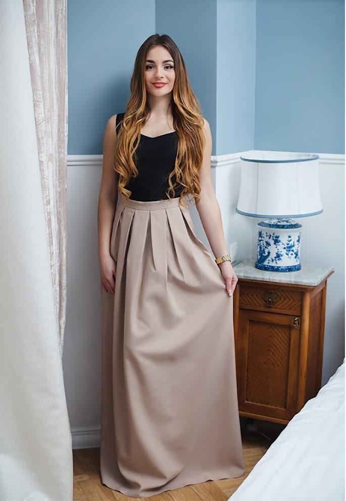 Юбка женская макси в складку Podium 13908-BEIGE XS Бежевый