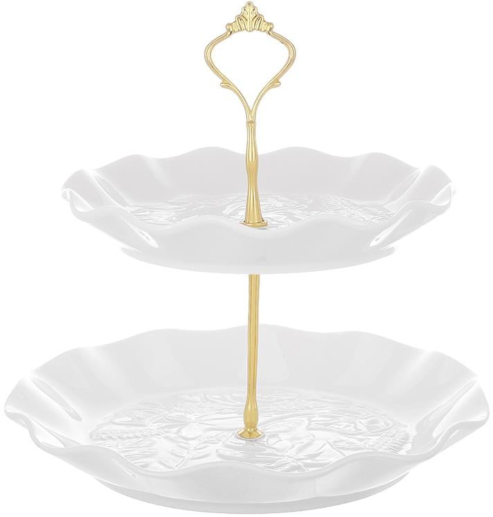 Блюдо White City Монстера 2-х ярусна 22/27 см Білий