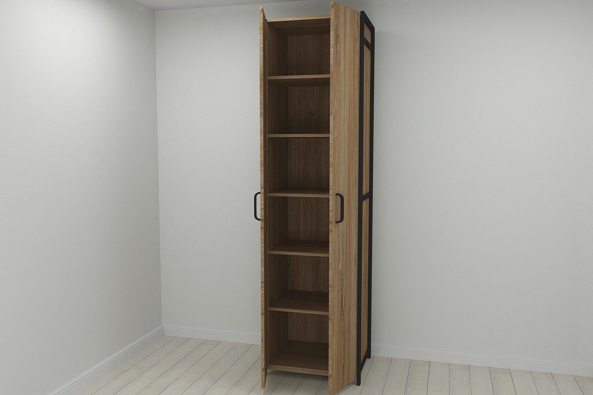 Шкаф гардероб уни секция 7 серии Конект Ferrum-decor 220x60x50 см металл Черный/ДСП Дуб Таверна (SHG111)