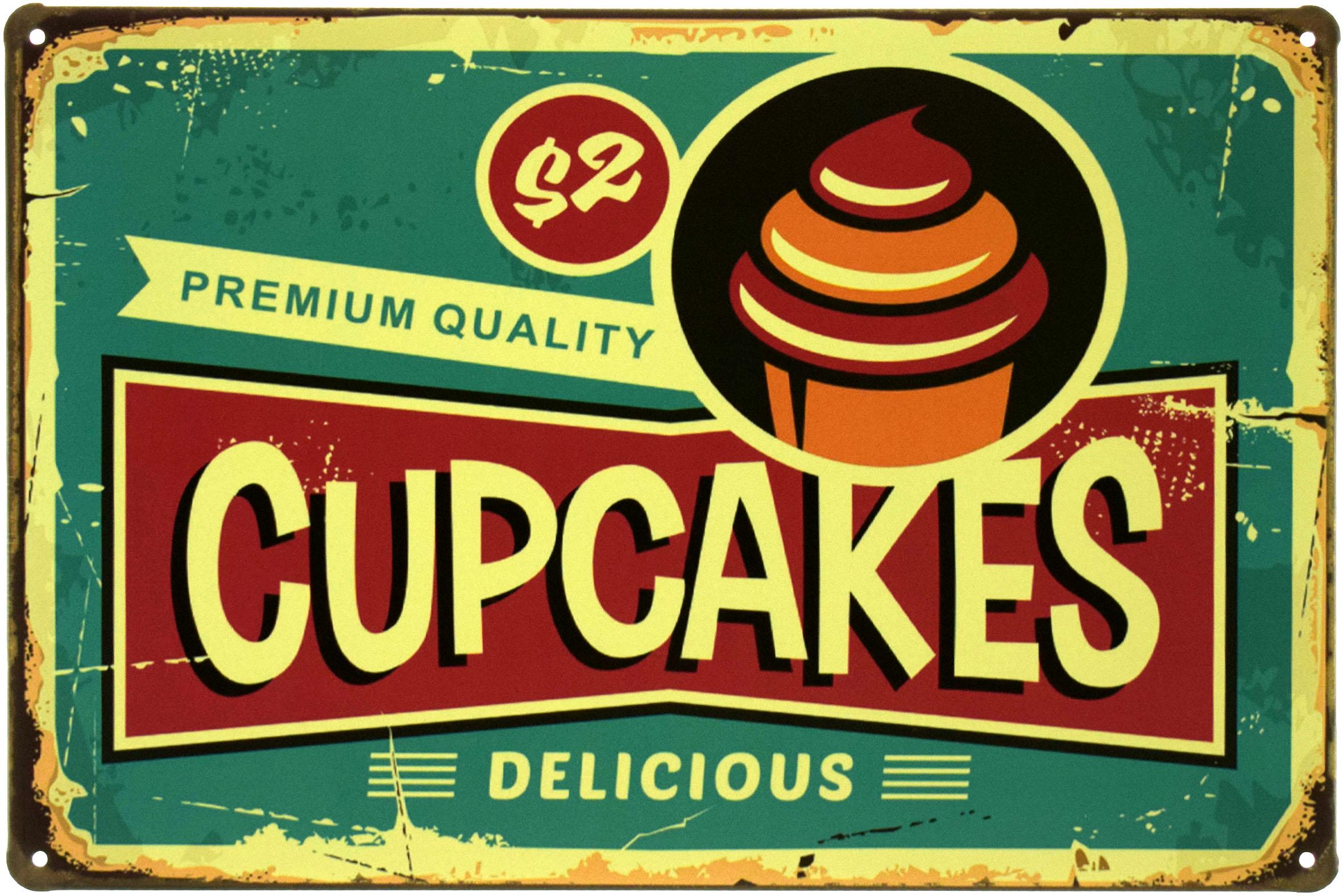 Табличка металева Кекси Вищого Якості/Premium Quality Cupcakes 20x30 см