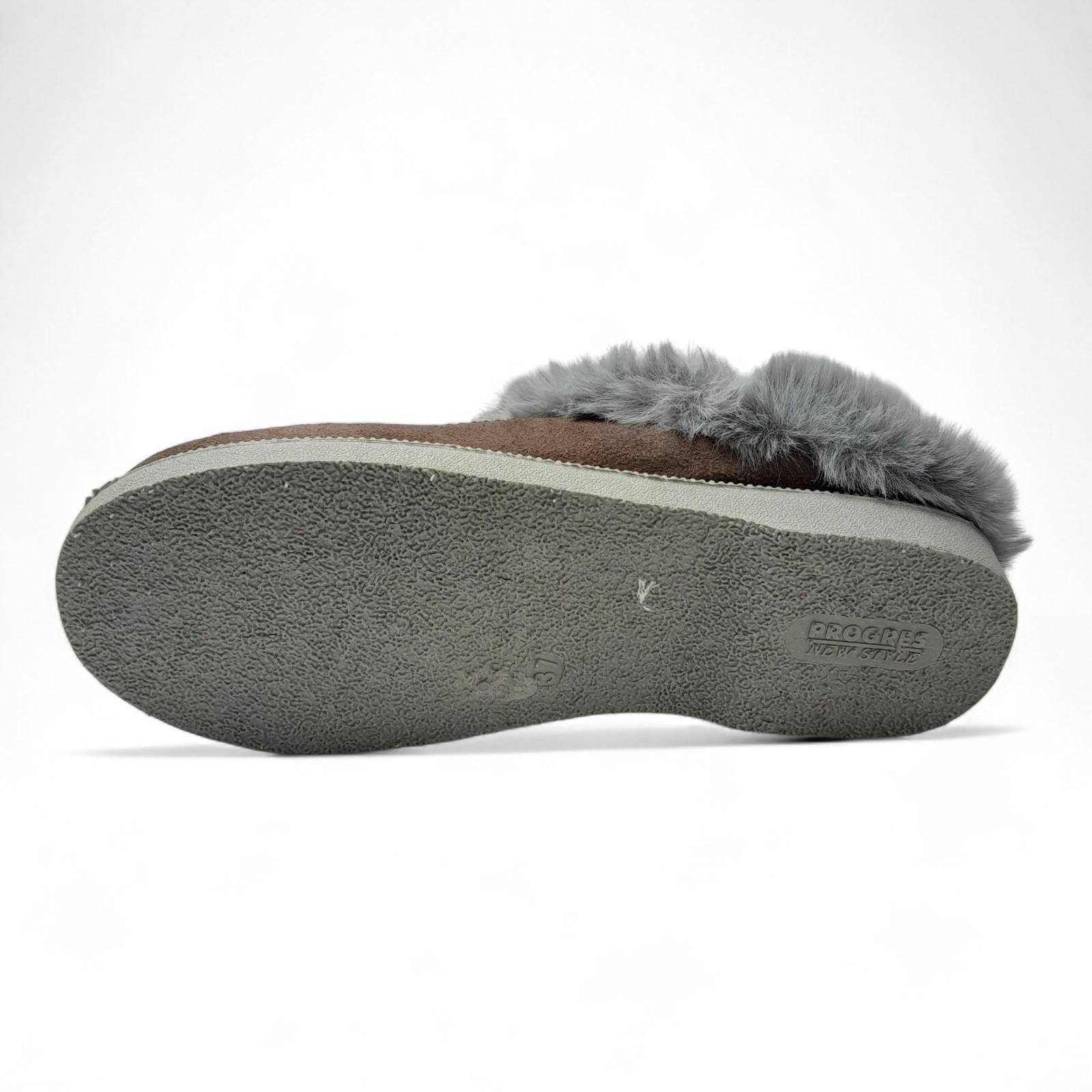 Домашние тапочки женские теплые Progress р. 38 24 см Коричневый (2786459714) - фото 6